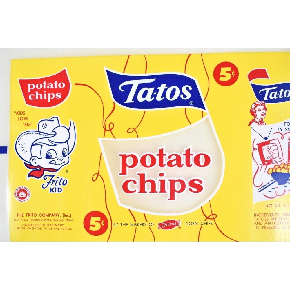 Vintage 1940's Frito Kid Ta-tos Potato Chips Wax Bag Pre-Frito-Lay New Old Stock